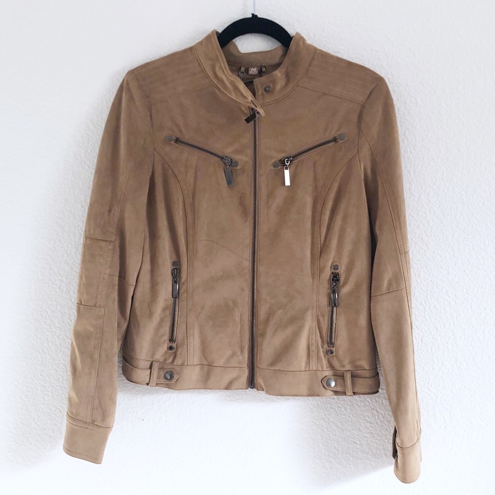 Jou Jou tan faux suede Moto jacket